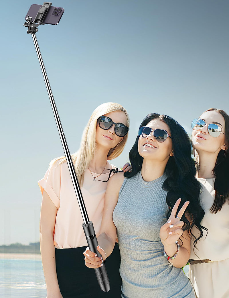 [Australia - AusPower] - 71" Phone Tripod & Selfie Stick, All in One Extendable Cell Phone Tripod with Wireless Remote, Tripod Stand for iPhone & Travel Tripod 360° Rotation Compatible with iPhone Android Phone, Camera Black 
