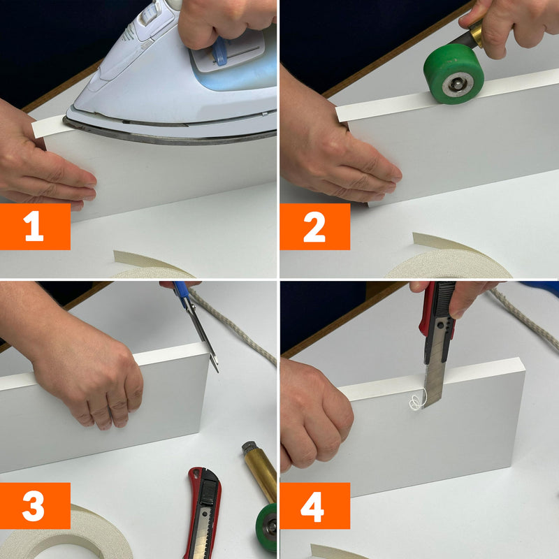 White Edge Banding 3/4 inch x 25 ft Melamine Iron On Adhesive Edging Cabinet Repair Laminate Shelf Board Countertop Furniture Strip Wood Veneer Tape Trim Peel Stick Cabinet Molding Vinyl PVC Iron 3/4 in x 25 ft White 1