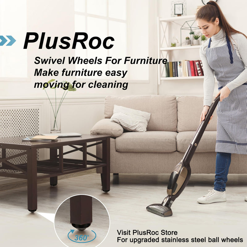 [Australia - AusPower] - PlusRoc 8 Pack Self Adhesive Caster Wheels 1 Inch For Furniture Bucket, Load Capacity 28LBS Per Wheel, Low Profile Swivel Paste Universal Wheels For Small Appliance Storage Bins Steel Ball 8.0 