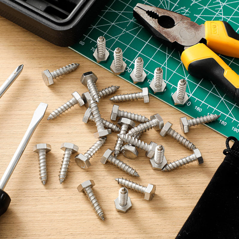 [Australia - AusPower] - Zonon 50 Pcs 1/4" x 1" Hex Head Lag Screws 304 Stainless Steel Lag Bolts Heavy Duty Hexagon Head Wood Screws 1/4" X 1" 