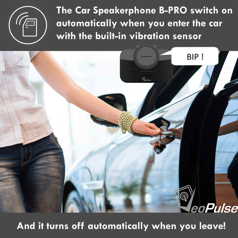 [Australia - AusPower] - Car Speakerphone B-PRO 2B Hands-Free kit, 6W Hi-Fi Speakers, with Bluetooth Automatic multipoint Cellphone Connection 