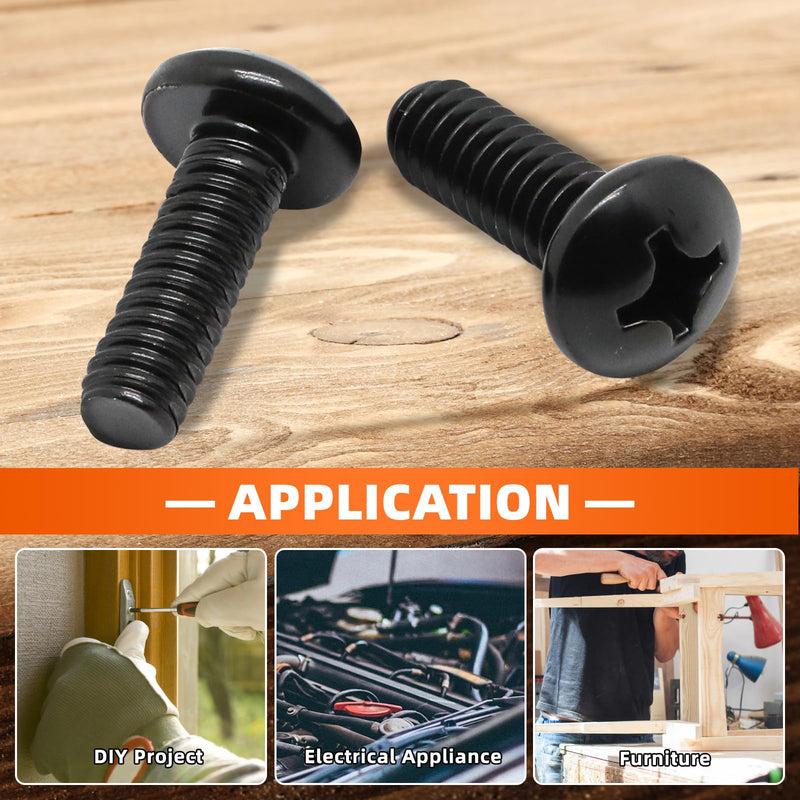 [Australia - AusPower] - 8-32 x 1/2" (1/4" to 3" Available) Pan Head Machine Screws, Full Thread, 304 Stainless Steel 18-8, Black Oxide, 100 PCS 8-32 x 1/2" 