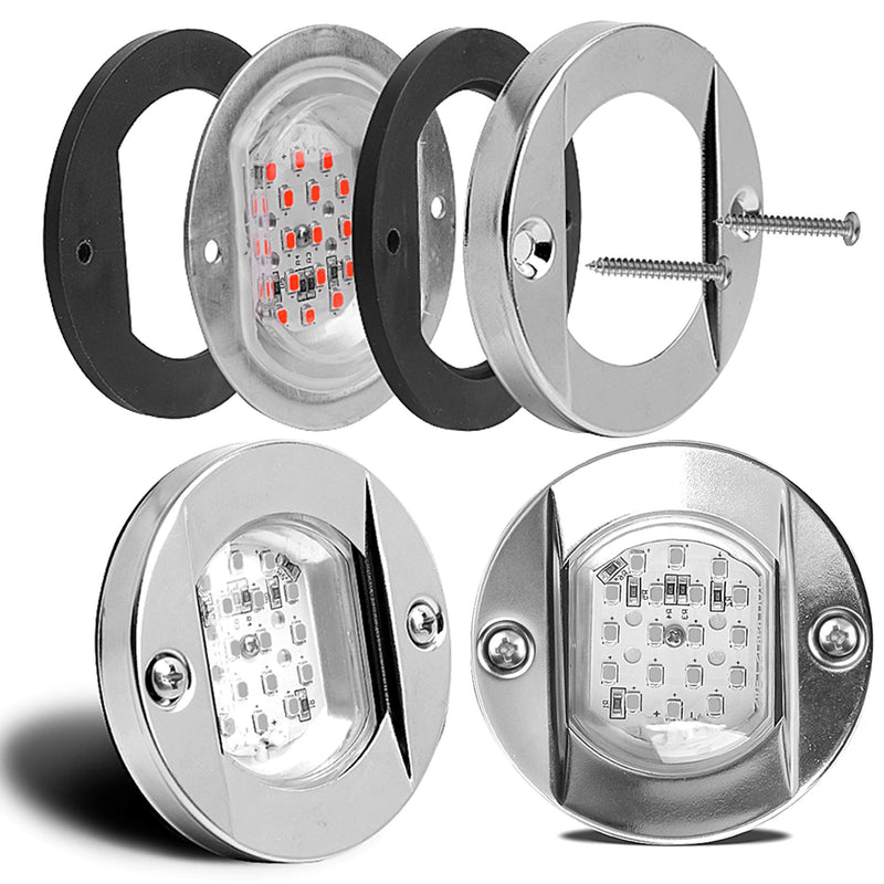 HUSUKU LED Marine Courtesy Lights, 316 Stainless Steel, 18LED IP65 Boat Transom Mount Waterproof Stern/Pontoon Lights 10-36V green