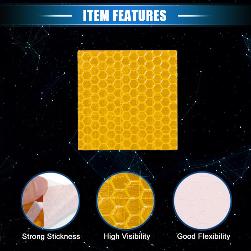 20 Pcs Reflective Stickers, 1.97"x1.97" Square Shape Safety Tape Reflector Universal for Cars Trucks Trailers Waterproof PET Yellow