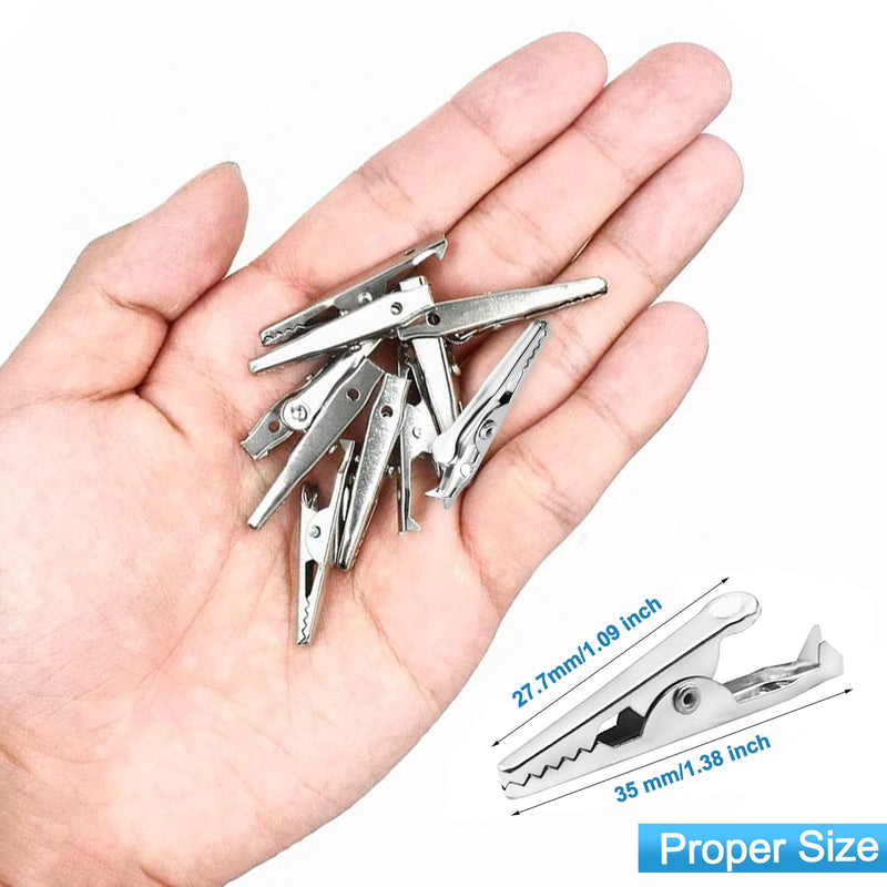 [Australia - AusPower] - 100 Pack Mini Clamps Alligator Clips for Crafts & Electrical, Small Roach Clips for Joints 35 mm Alligator Clamp for Crafting, Gator Clips Clamps Bulk for Crafts Holding (Silver） 