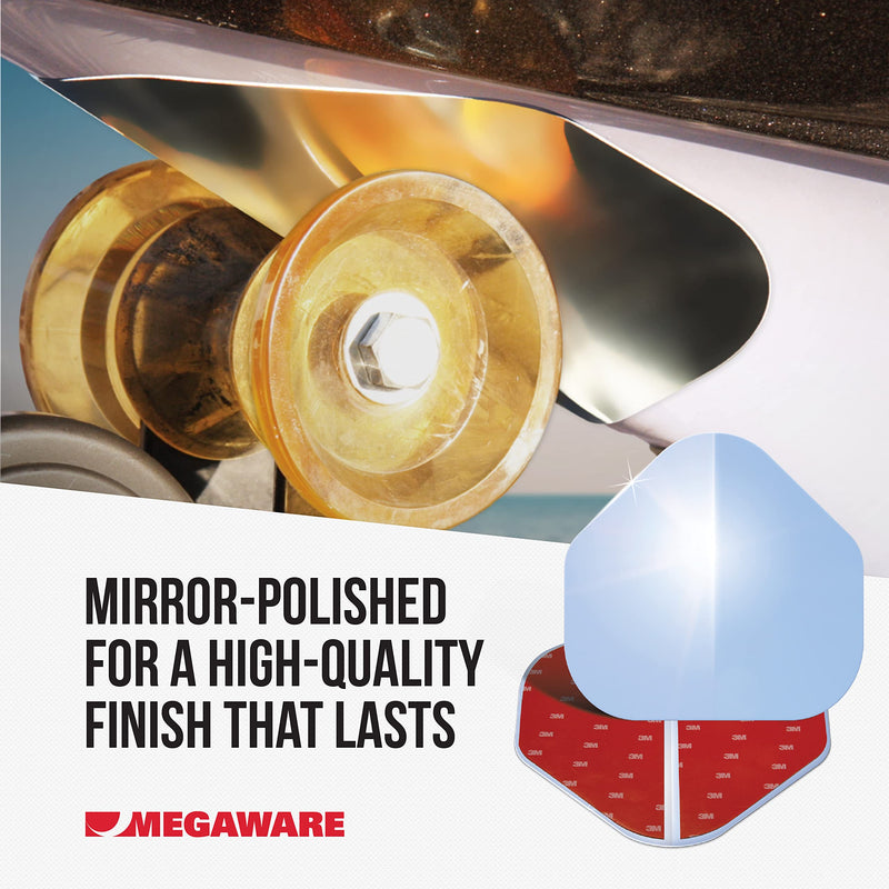 MEGAWARE KEELGUARD XL ScuffBuster BowGuard, Solid No-Notch, 9" x 8.75" | Prevent Trailer Bow Roller Damage by Stern Eye Bolt, 3M Adhesive, Stainless Steel Mirror Polished Finish, Easily Bends, Solid