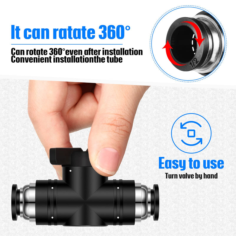 [Australia - AusPower] - 5 Pieces Pneumatic Ball Valve Push to Connect Fittings Ball Valve PVC Air Flow Control Valve Air Fittings Straight Quick Connect Union Air Quick Connect Air Hose Fittings (1/2 x 1/2 OD) 5 1/2" x 1/2" OD 