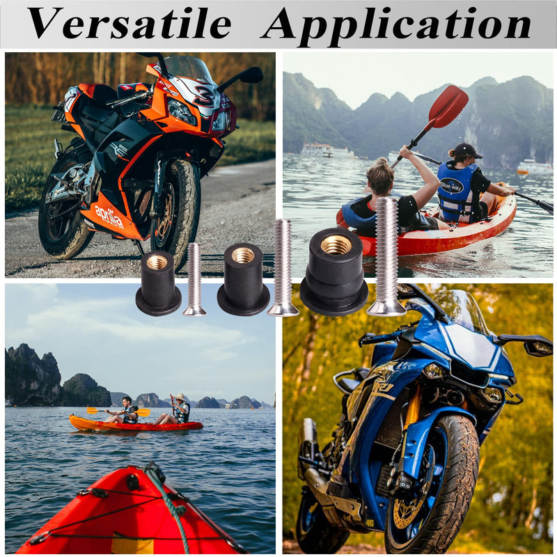 [Australia - AusPower] - 36 Pairs M4 M5 M6 Neoprene Well Nuts with Stainless Steel Screw M5 Rubber Well Nuts Kayak Brass Copper Bolts Well Nut Kit for Kayak Motorcycle Boat Marine Windscreen Accessories (M4 M5 M6) M4 M5 M6 each 12 Pairs Black 