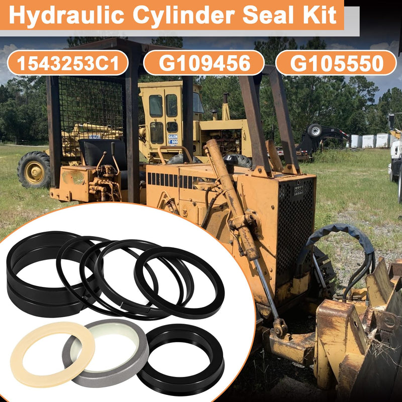 [Australia - AusPower] - Hydraulic Cylinder Seal Kit 2.5" Bore 1.5" Rod Replace for 1543253C1 G109456 G105550 Suitable for Loader Bucket Case Backhoe Loader 350 580B 580C 580F 680C (2.5" Bore 1.5" Rod) 