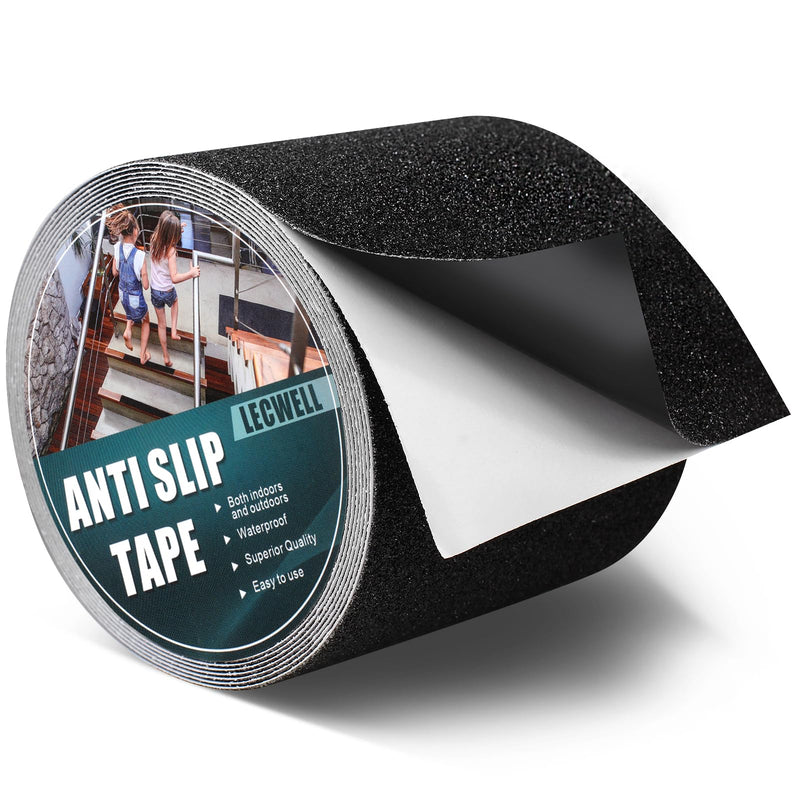 Anti Slip Tape, 4inch x 14.7ft Non-Slip Traction Grip Tape to Indoor or Outdoor Stair,Tubs, Boats,Waterproof Grip Tape Safety Non Skid Roll for Stair Steps, Black Onesize 1.0