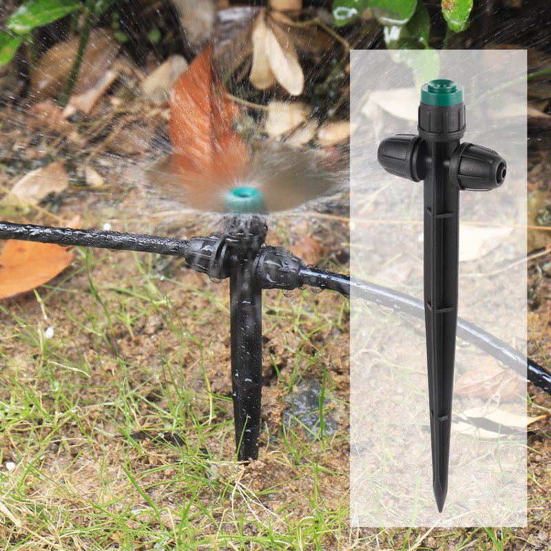 [Australia - AusPower] - Drip Irrigation Emitters Sprayer for 1/4" Irrigation Tubing,Double Hole Design Adjustable 360 Degree Sprayer on 6.5" Stake for Garden Irrigation Watering System (25pc-Green Sprayer) 25pc-Double Nut Sprayer 