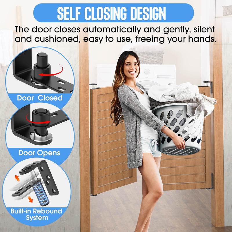 Heavy-Duty Self Closing Saloon Door Hinges, 304 Stainless Steel Self-Return Dual Swing Cafe Hinges for Bar, Patio Doors (1, Small) 1