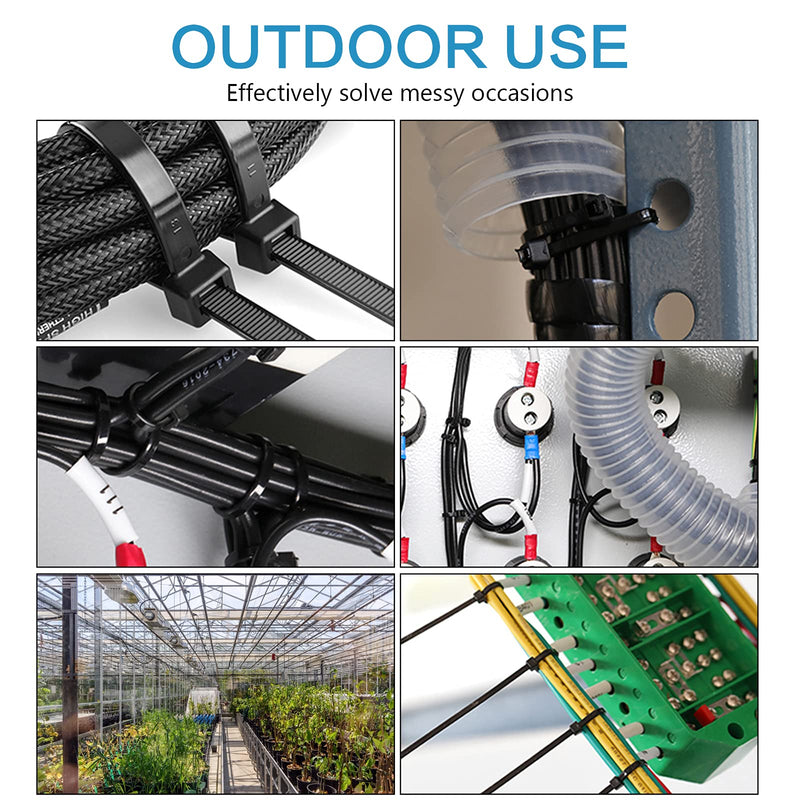 [Australia - AusPower] - 1000 Pcs Zip Ties, 6 Inch Self-Locking Nylon Cable Ties, Premium Heavy Duty Plastic Wire Ties Wraps for Indoor and Outdoor (Black) 6" Black 
