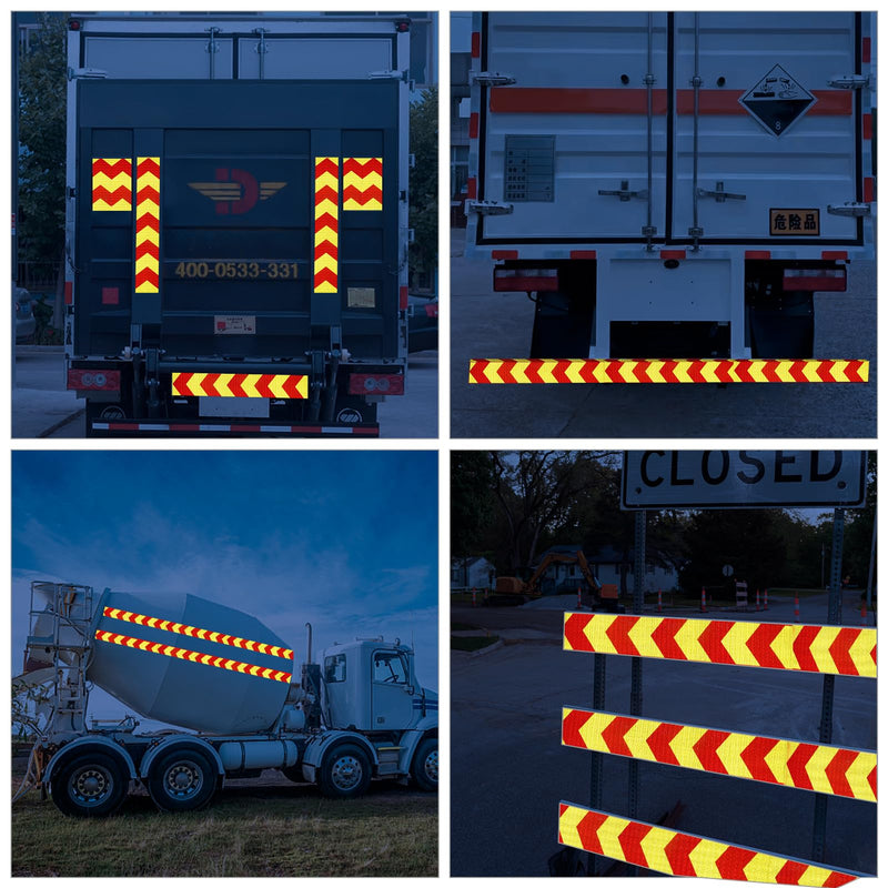 Reflective Tape, Waterproof Self Adhesive Dot Reflective Tape Outdoor Safety Caution Reflector for Trailers, Bikes, Cars（Red Yellow, 4 Inch x 32.8 Feet） Red/Yellow