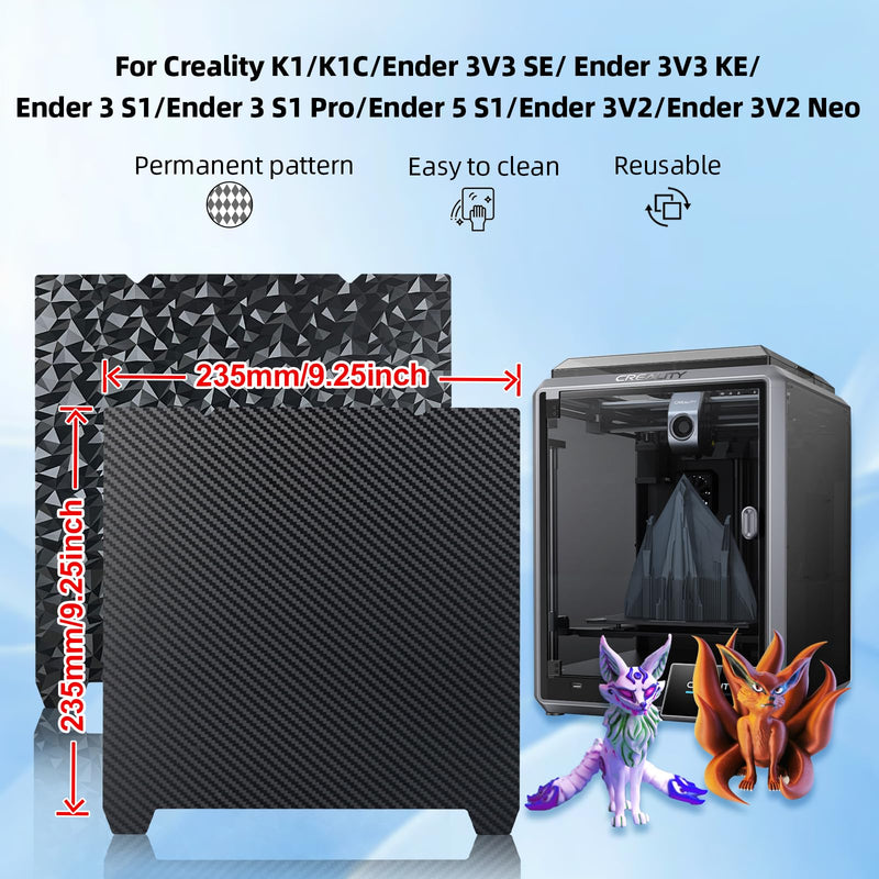 [Australia - AusPower] - IdeaFormer K1 K1C PEO PET Build Plate with Magnetic Plate 235x235mm, Flexible PEO PET Spring Steel Print Bed for Creality K1/K1C/Ender 3 S1/Pro/Ender 5 S1/Ender 3 V3 SE/Ender 3 V3 KE PEO+PET with Magnetic Plate 