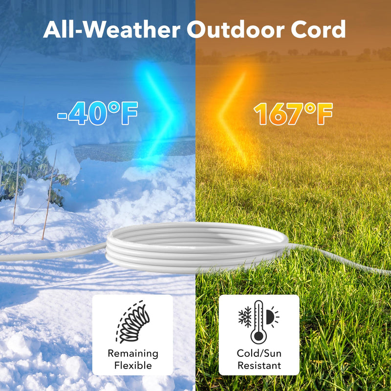 [Australia - AusPower] - BN-LINK 12ft Outdoor Extension Cord, 3-Prong, 16 Gauge General Purpose Power Cord, Grounded Plug, White, for Landscaping & Holiday Decorations, Home & Office, 13A ETL 