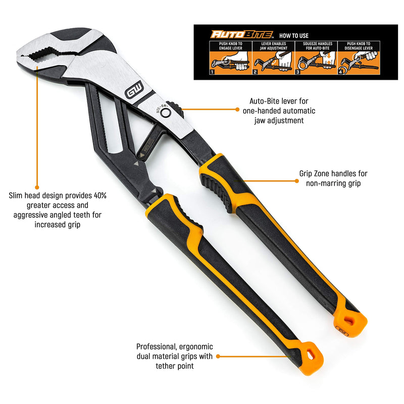 [Australia - AusPower] - GEARWRENCH 6" PITBULL Auto-Bite Tongue & Groove Dual Material Pliers - 82590C 6" 