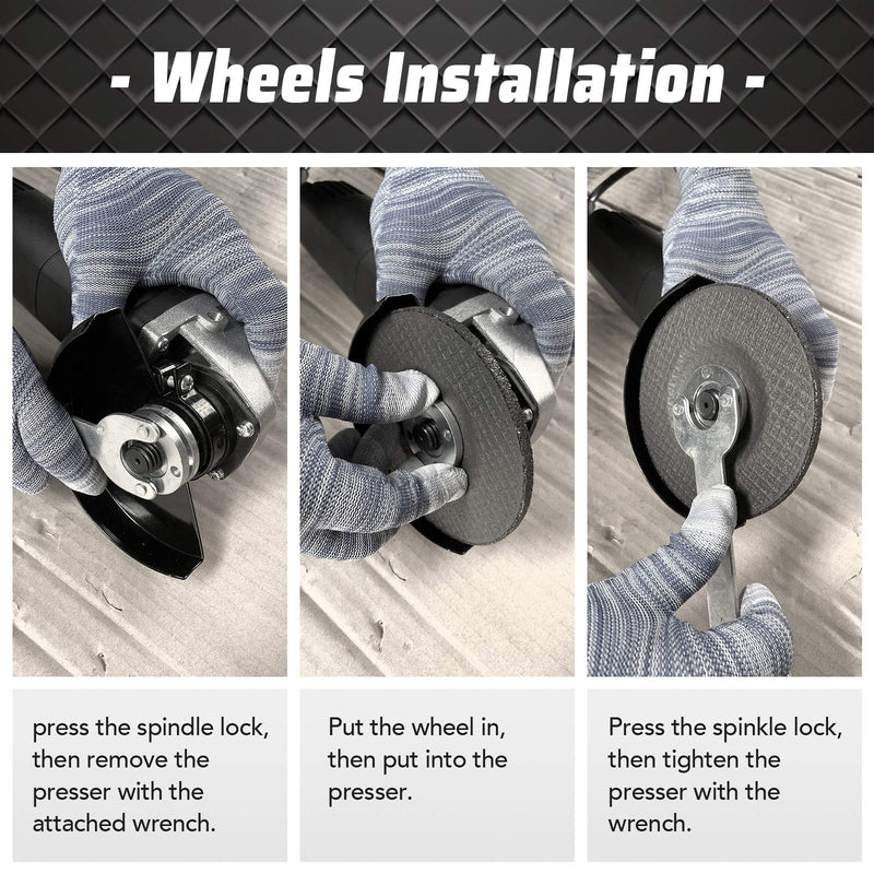 APLMAN Angle Grinder Tool,5-Amp Motor Driver, 4-1/2 inch With 1 Grinding Wheels, 2 Cut-Off Wheels,2 Carbon Brush and 1 Wrench.10500RPM For Fast Stock Removal,Anti-Vibration Handle