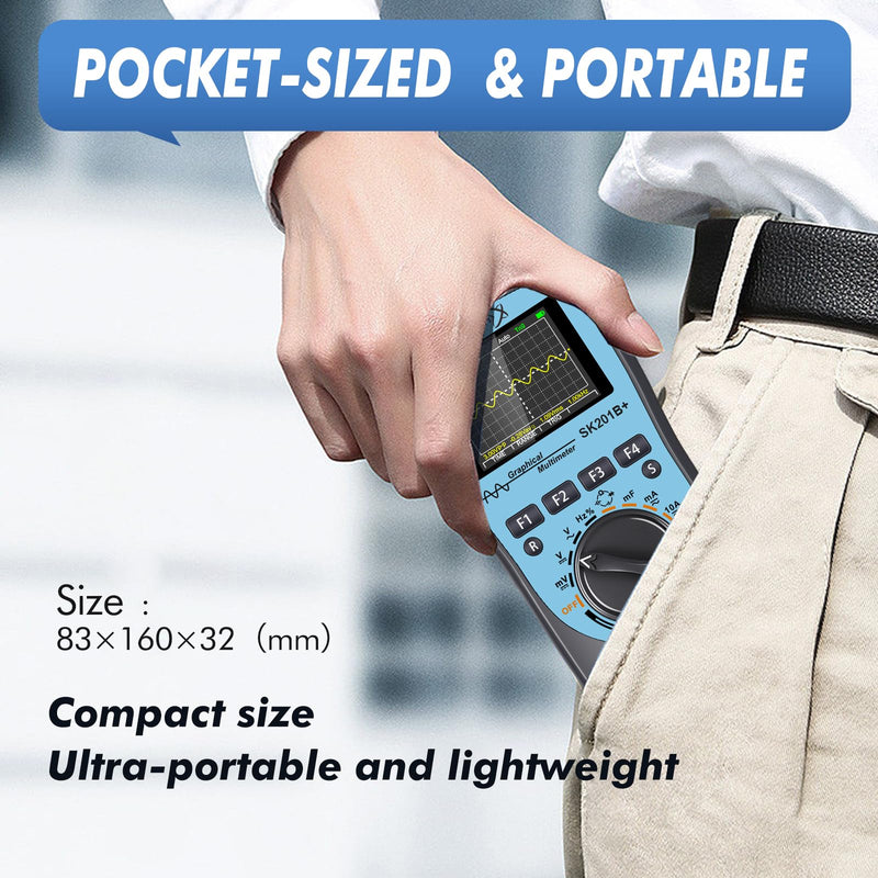 [Australia - AusPower] - SK201B+ Portable Oscilloscope Multimeter,1MHz Bandwidth,2.5Msps Sampling,4000 Count DMM,Measures Voltage,Current,Capacitance,Resistance,Diode Test 