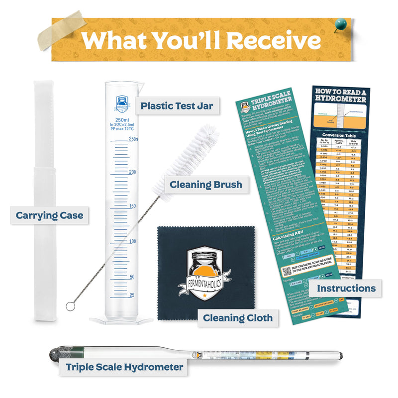 [Australia - AusPower] - Fermentaholics Triple Scale Hydrometer Test Kit | Hydrometer Test Jar Kit | Make Wine, Beer, Mead, Cider, and More | Measure ABV, Brix, and Specific Gravity (Hydrometer Test Kit - Plastic Test Jar) 