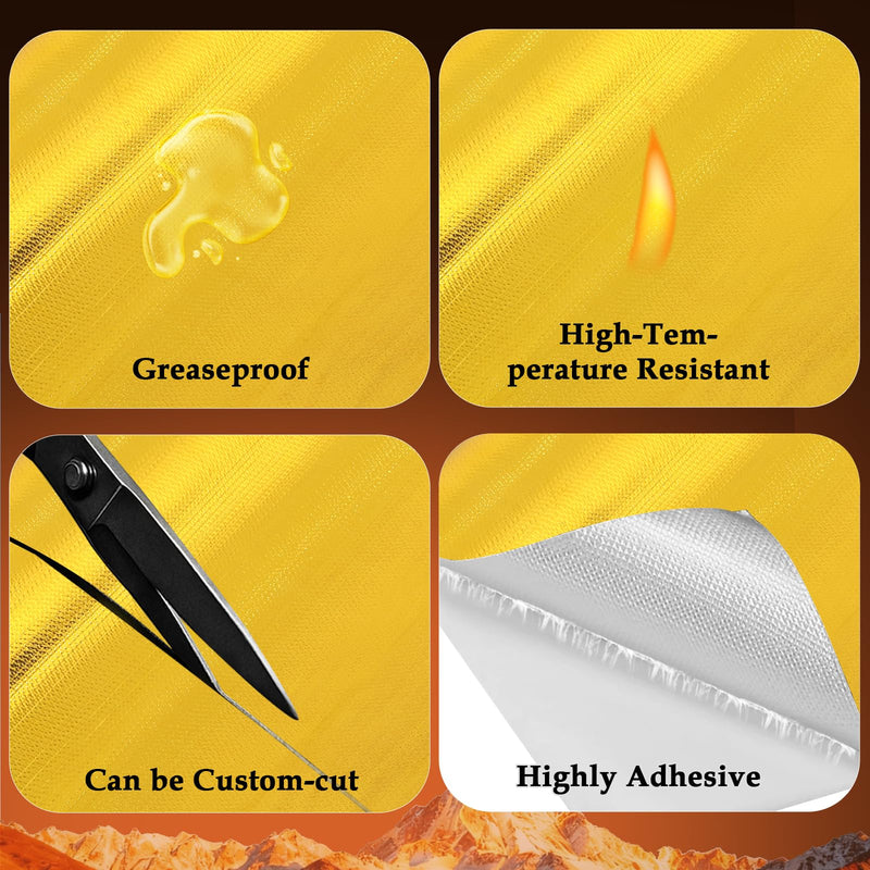 Gold Heat Shield Tape - Reflects 95% of Radiant Heat, 24" x 40" Heat Shield Wrap for Automotive, Fridge, Stove, Exhaust, Motorcycle, Fireplace, and Cabinet Protection (Gold) Gold 24" x 40" x 0.02"