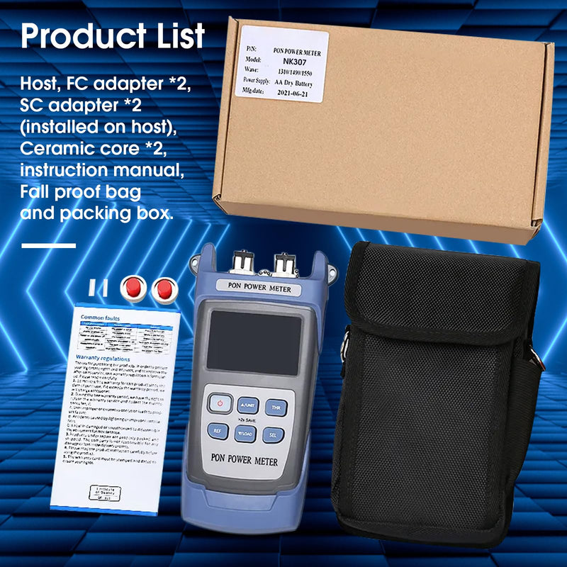 [Australia - AusPower] - PON Optical Power Meter with SC/FC APC Connector, Optical Fiber Test Equipment for PON Network 1 PON OPM-APC 