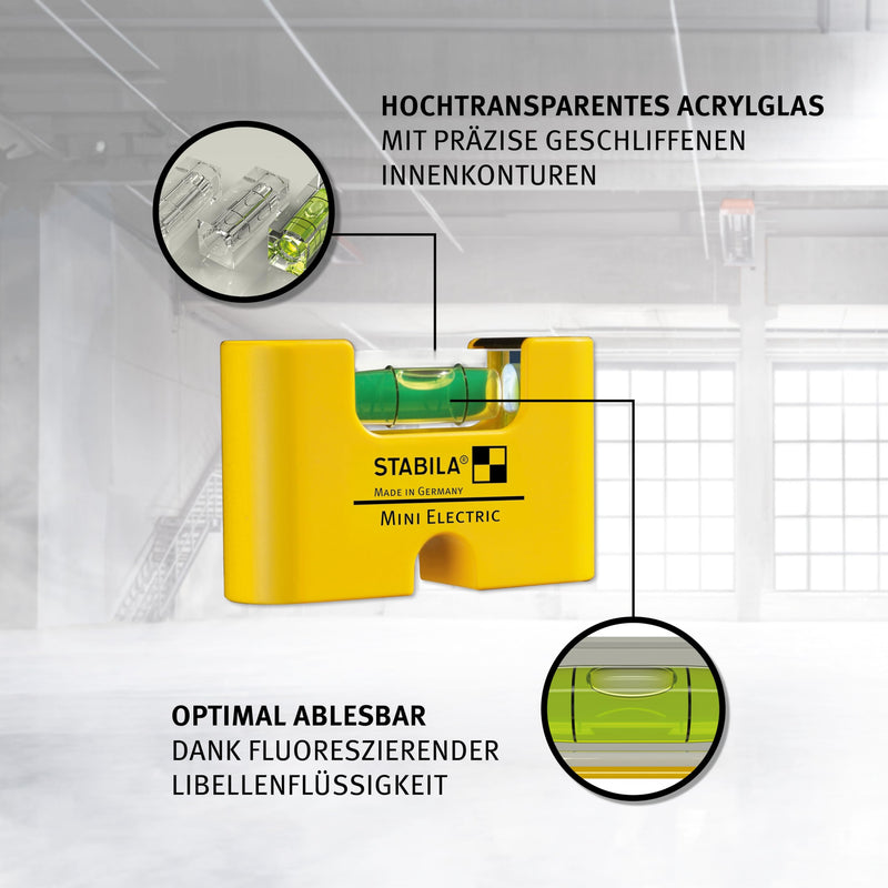 STABILA Mini Electric Spirit Level 7 cm Strong Rare Earth Magnet 1 Horizontal Level Made in Germany without belt clip (NEW)