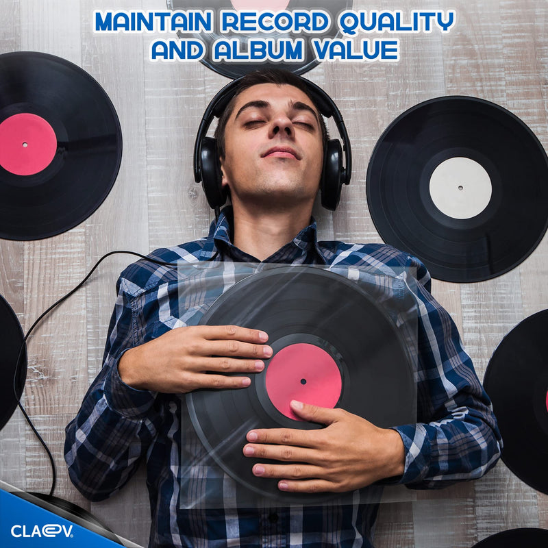 [Australia - AusPower] - 50 Anti Static Inner Record Sleeves for Vinyl LP Records (12 inch, Square, Translucent), Album Record Protective Plastic Covers for Storage 50 Pack 