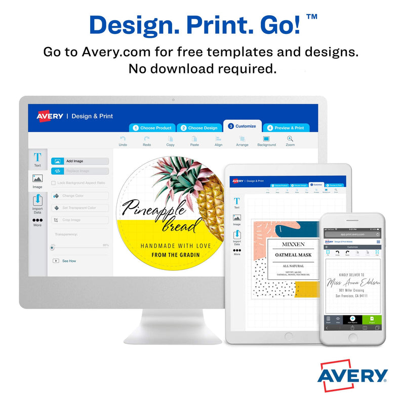 Avery Matte White Round Labels with Sure Feed, 1/2" Diameter, 3,850 Matte White Printable Labels 3,850 Labels