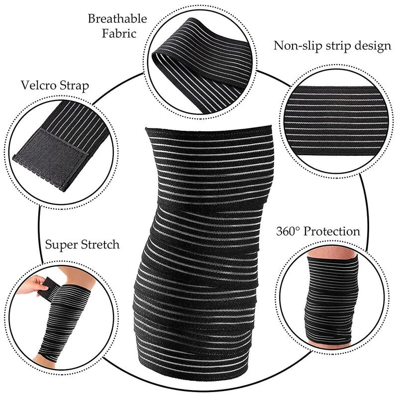 [Australia - AusPower] - Elastic Bandage, Compression Body Wrap, Extra Long Stretch Bandage Wrap Black 