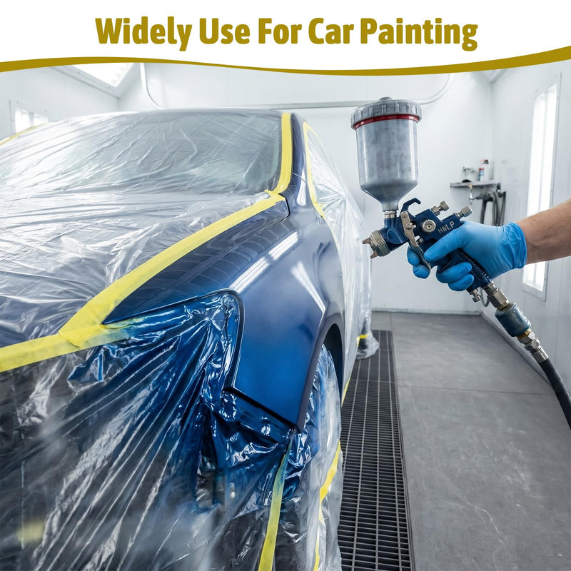 Painters Plastic with Tape, Paint Protection Film Paint Plastic Covering Pre-Taped Masking Film for Painting for Automotive & Home, Cover Walls/Floors/Windows/Cars Protection (2 Rolls