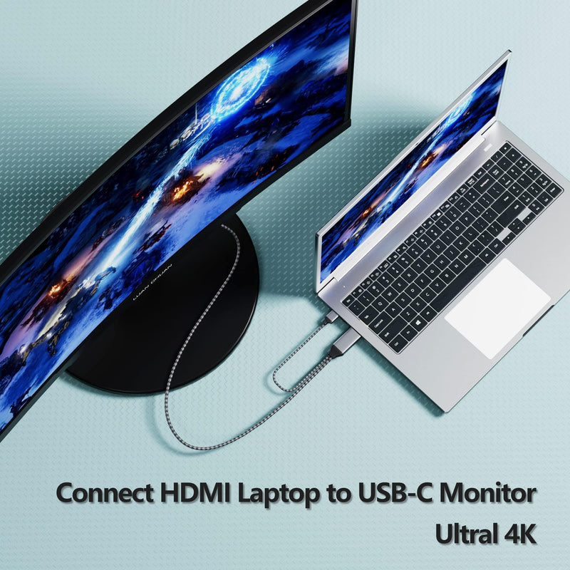 HDMI to USB C Adapter Cable 4K60Hz 6.6FT, HDMI Source Out to USB Type C in Display Converter, Compatible with Xreal Air, Nreal, RayNeo,Rokid AR Glasses, Steam Deck Dock, PS5, Xbox, Portable Monitor