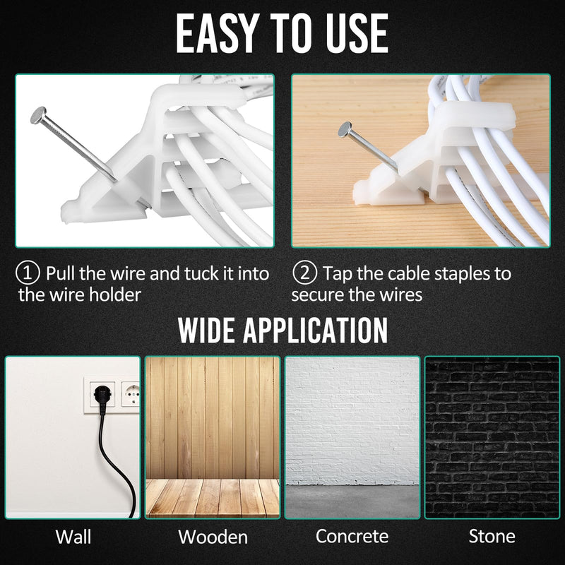 [Australia - AusPower] - Cable Stackers Electrical Cable Staples Wire Stackers Insulated Multi Cable Staple Sort out Electric Cables Efficient Cable Organization for Various Quantities of Cables (50, White) 50 