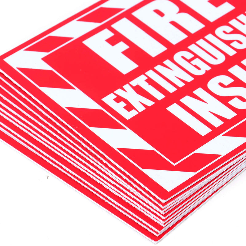 Fasmov 10 Pack Fire Extinguisher Inside Sticker Self -5" x 4" Red on White - NewNest Australia