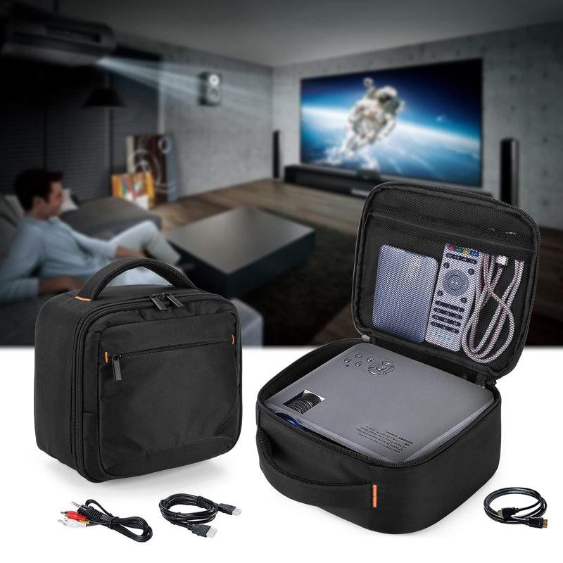 [Australia - AusPower] - CURMIO Projector Case, Mini Projector Carrying Bag Compatible for DR.J Professional and QKK Mini Projector, Black Single Layer 
