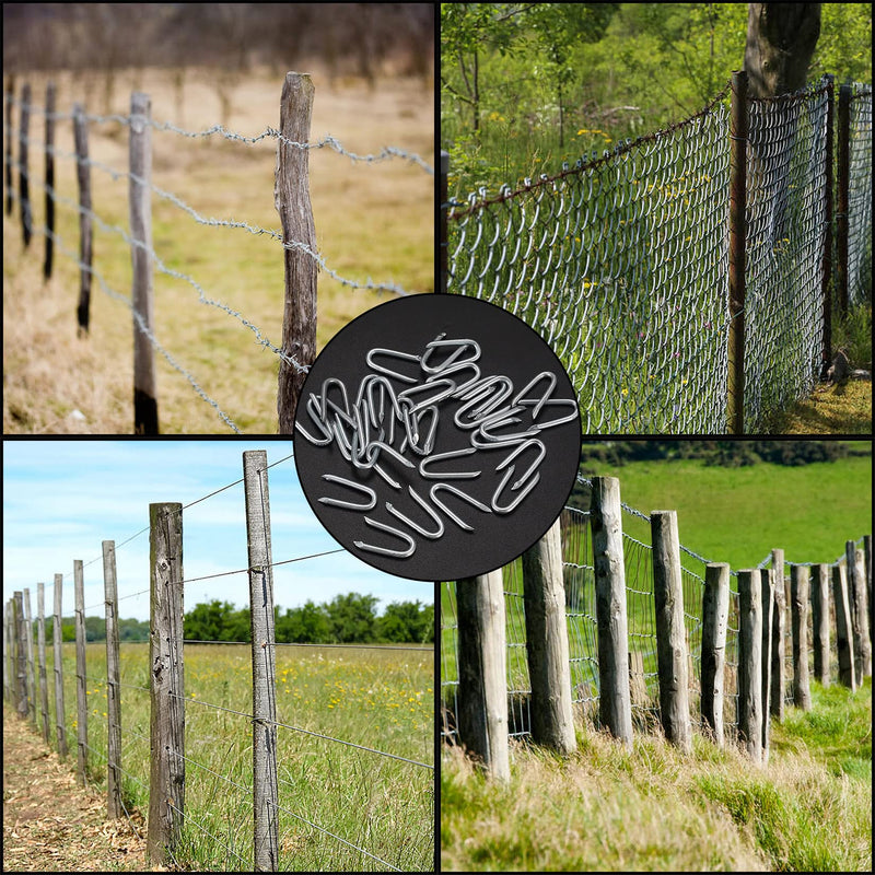 [Australia - AusPower] - 250 Pcs Steel Wire Fencing Staples, Wire Staples, Galvanized Steel Fence Staple Nails, Heavy Duty U-Shaped Fasteners Staples Nails for Woven Wire Mesh Fencing 