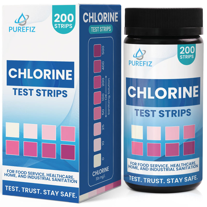[Australia - AusPower] - 200 Chlorine Test Strips for Food Service – 0-500 ppm Bleach Sanitizer Testing Strips – Works Well with Popular Sanitizers – Ideal for Restaurants, Bars, Cafes, Food Trucks, Kitchens, Daycares & More 