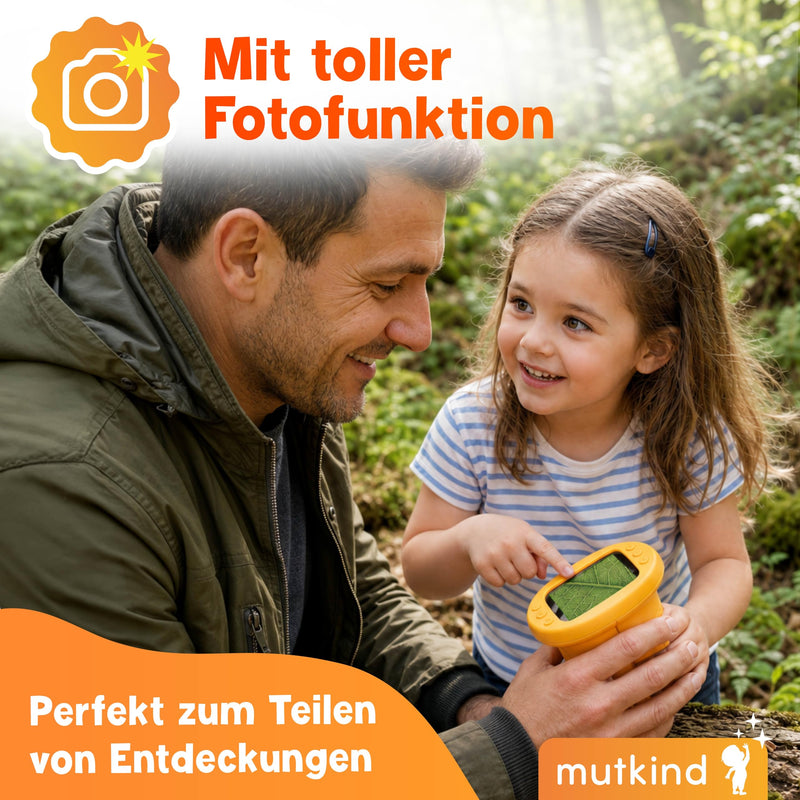 Mutkind® Digital Microscope for Children [1000X Magnification & Photo Function] - Portable Pocket Microscope for Garden, Forest & Experiments - Children's Microscope Toy [HD Screen & 150+ Stickers] yellow