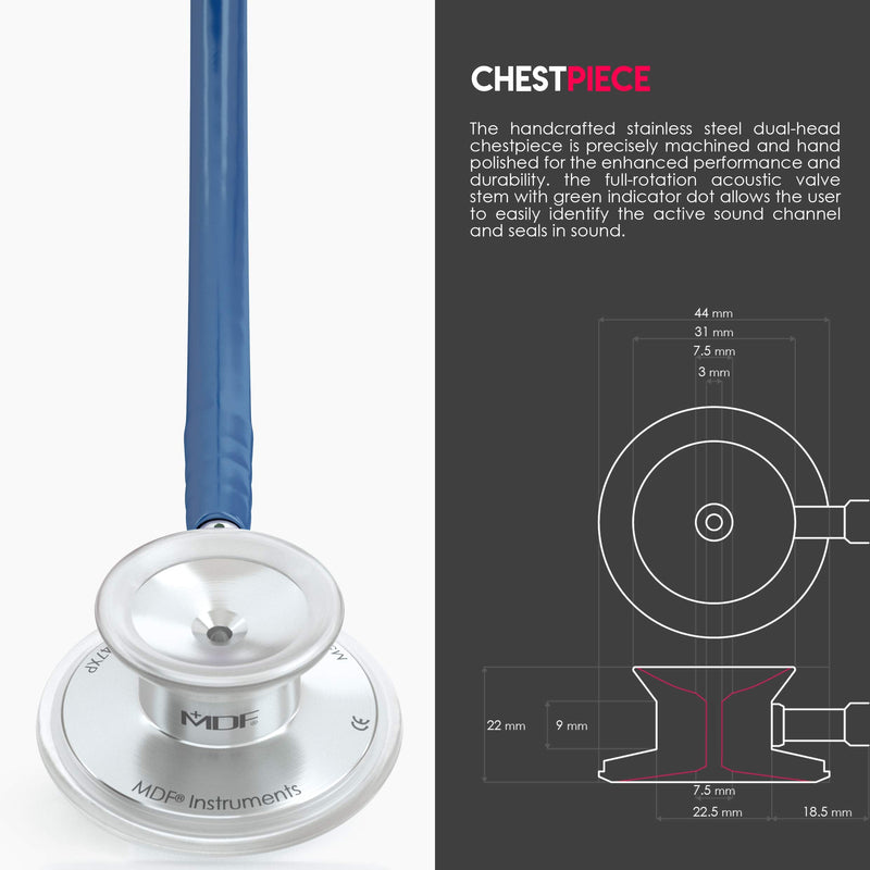 [Australia - AusPower] - MDF Instruments Acoustica Lightweight Stethoscope for Doctors, Nurses, Students, Dark blue tube + MDF LUMiNiX Illuminator Medical Professional Diagnostic Penlight 