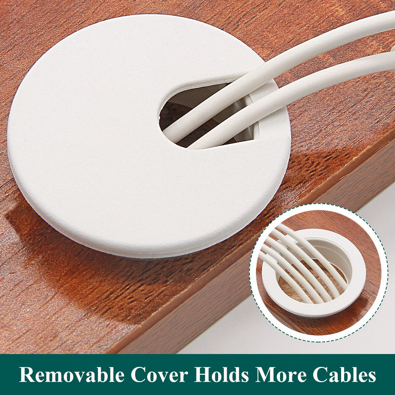 [Australia - AusPower] - White Desk Cord Grommets 1-1/2 Inch, Plastic Grommet Cable Hole Cover for Office Equipment, Computer Desk Wires - 2 Pieces White 