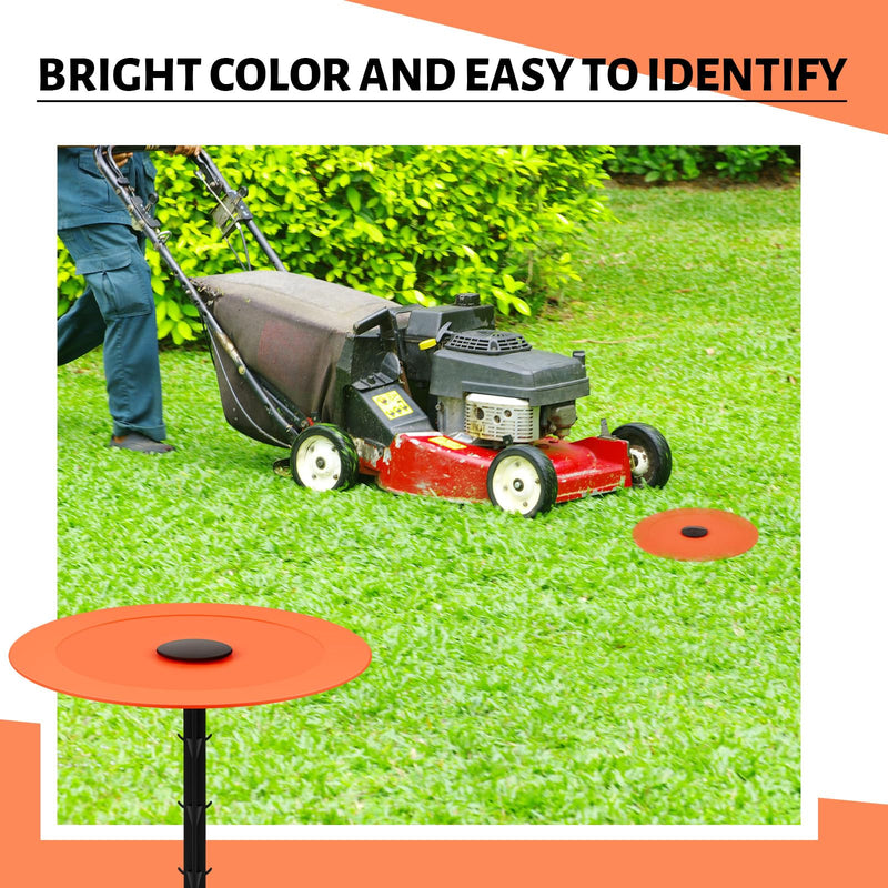 3 Set Low Profile Property Line Markers, Survey Markers Stakes, 5.9 x 6.3 Inch Plastic Septic Tank Marker Large Survey Stakes Lawn Garden Ground Boundary Marker, Orange 3