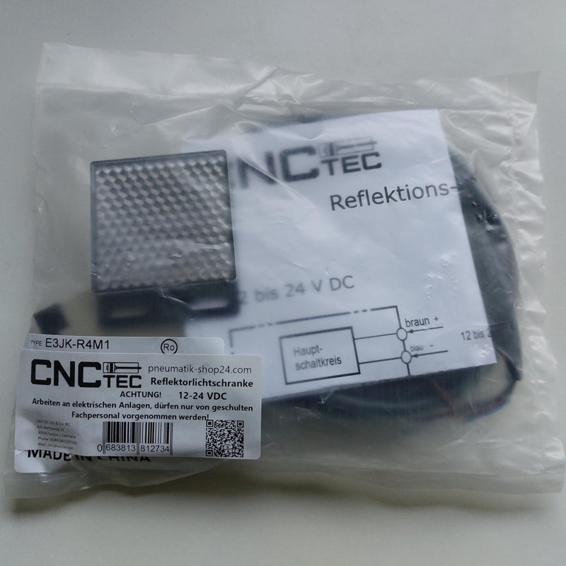 Reflector Photoelectric Sensor 12-24 Volt DC Reflection Photoelectric Sensor with Mirror IR Photoelectric Sensor up to 4 Metres