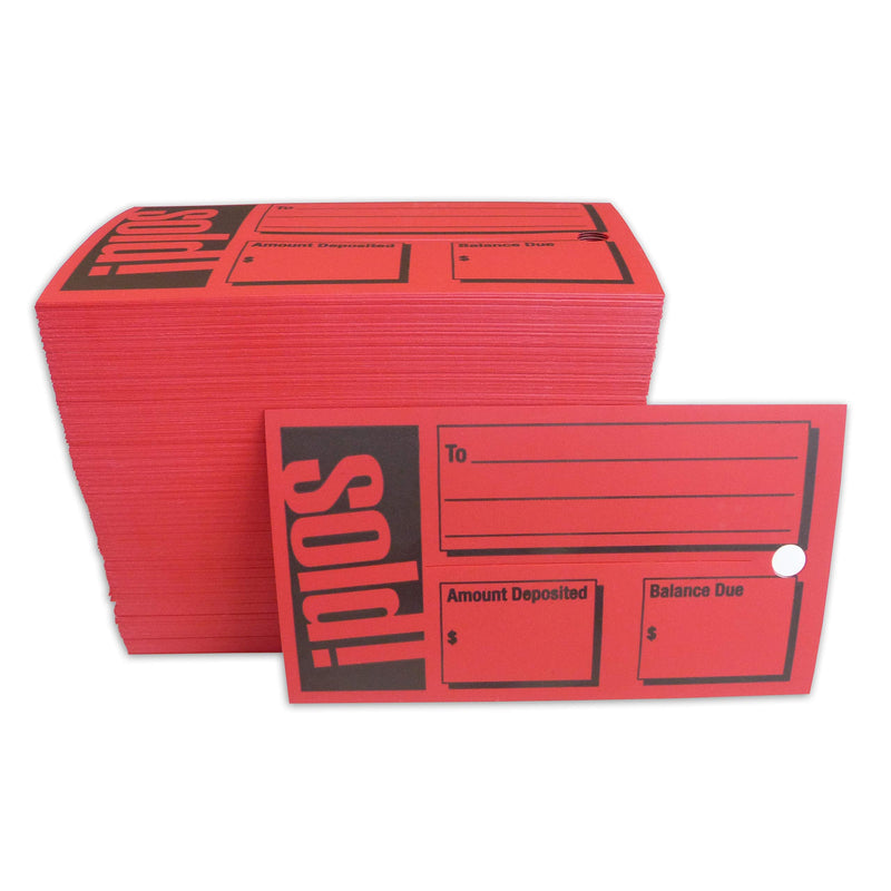 Sold Tags - Heavy Duty Weatherproof - Pack of 100 Red Vinyl Waterproof Sold Tags