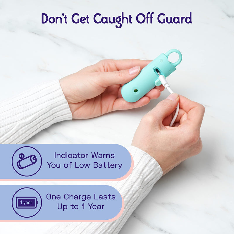 [Australia - AusPower] - Vantamo Personal Alarm for Women - Extra Loud Double Speakers, First with Low Battery Notice with Strobe Light, Rechargeable - Safety Alarm Keychain Teal 
