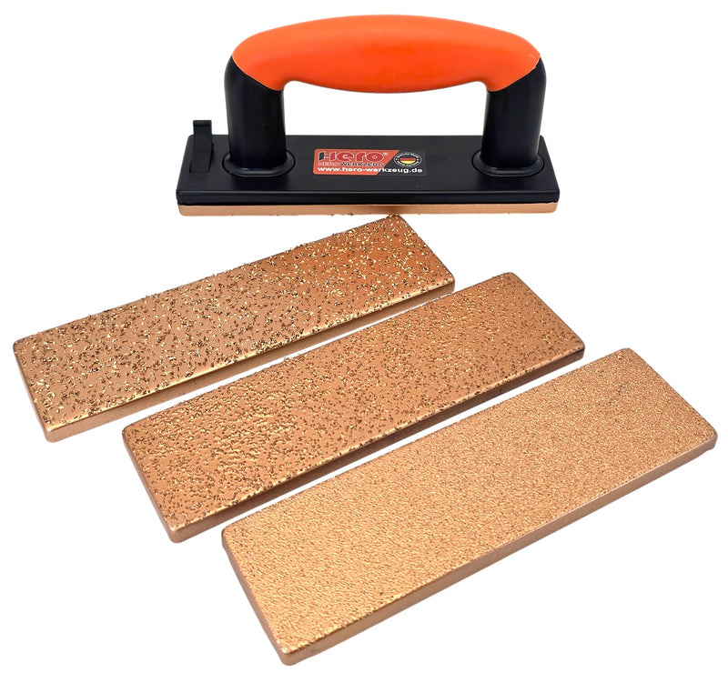 Hero Carbide Hand Sander Set of 5 K24/K36/K60 - Tungsten Carbide Sanding Board for Wood, Screed, Tile Adhesive & Filler - Sanding Block with Magnetic Change System for Renovation & Renovation | Up to 1500 x longer service life thanks to tungsten carbid...