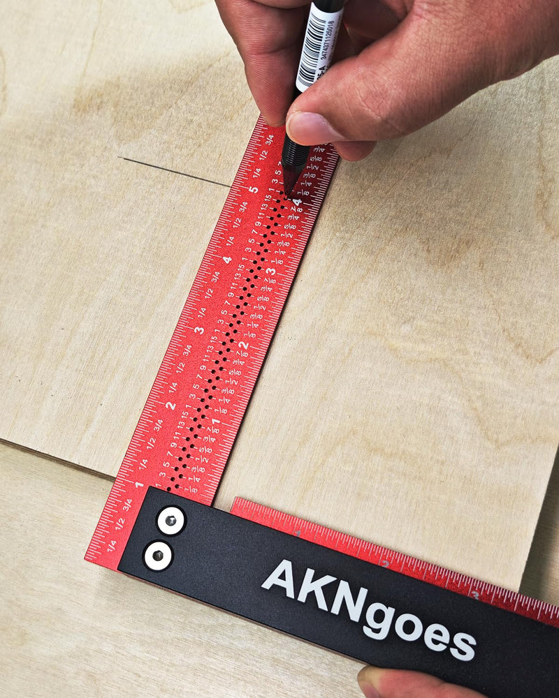 Precision Woodworking Square Ruler for Measuring and Marking, Square Ruler with Support Lip, Self Standing for Quick Measurement, Framing Tool for Professional Carpentry Use - 12 Inch