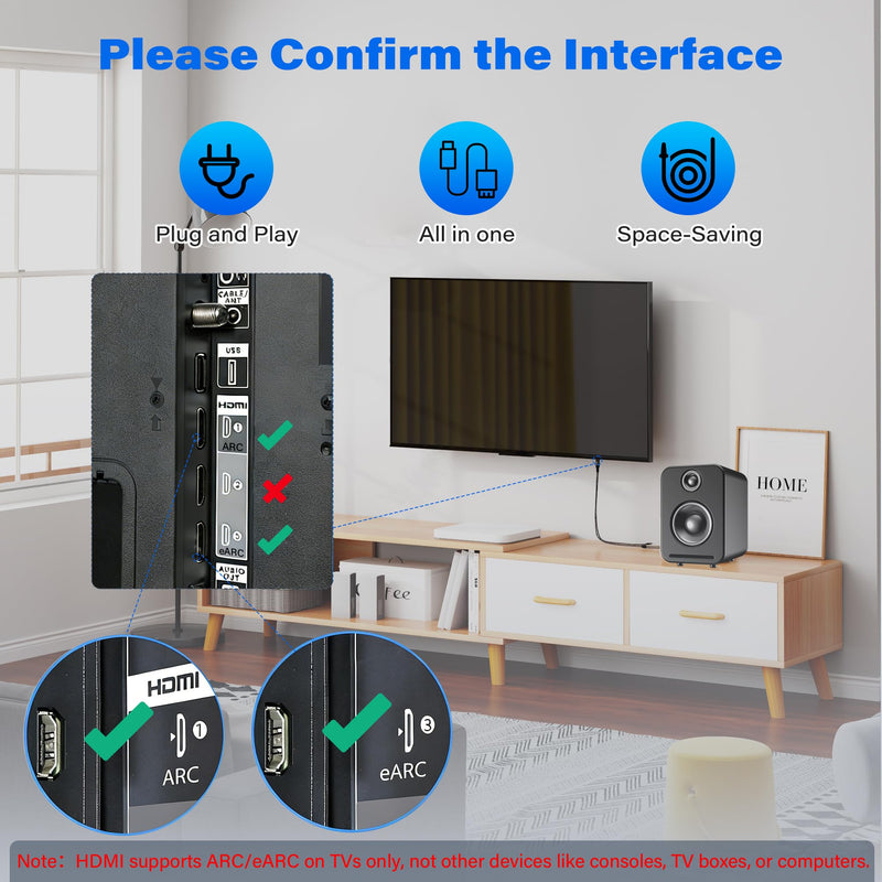 Unidirectional 192KHz HDMI ARC/eARC to Optical Toslink SPDIF Audio Extractor Splitter Converter Cable 4 Ft, USB Powered Digital Adapter for HDTV to Soundbar Home Theater Amplifier Old Speaker 4FT