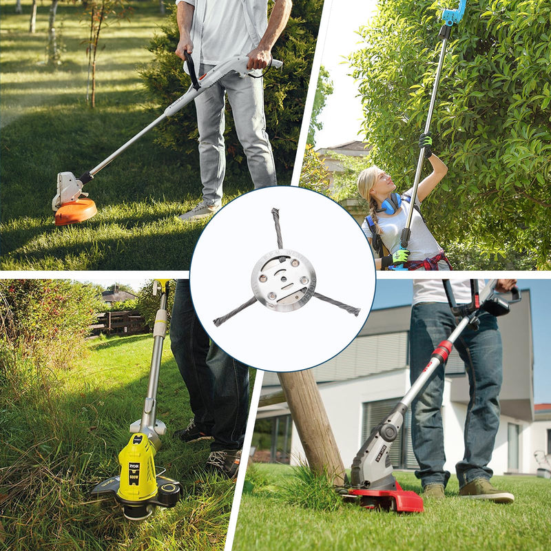 [Australia - AusPower] - KLINNA 3 Heads 150 mm Weed Brush for Grass Trimmer, Robust Brush Cutter Attachment Made of Steel Wire, Durable Weed Brush for Battery, Brush Cutter for Joint Cleaning in the Garden 