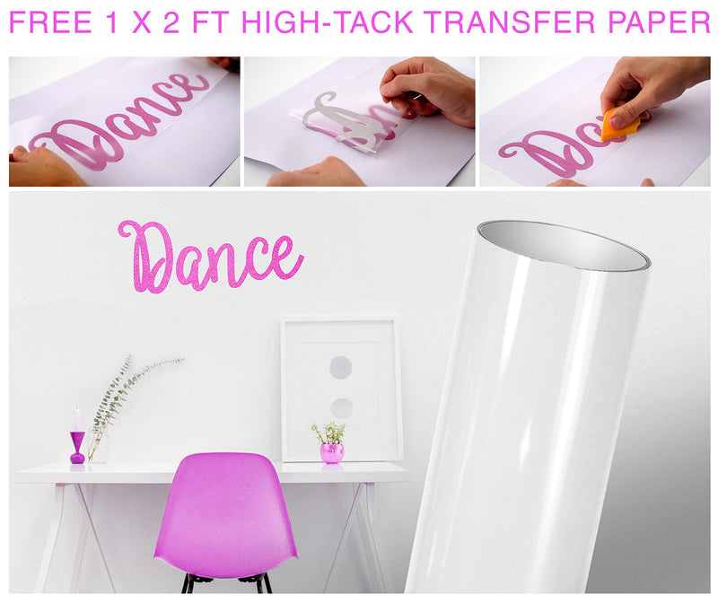 VViViD DECO65 Colorful Crystal Tint Transparent Frosted Crafting Adhesive Vinyl Film 12 Inch by 48 Inch Roll w/ 12 Inch by 24 Inch Sheet of High-Tack Transfer Paper (Gold Yellow) Gold Yellow