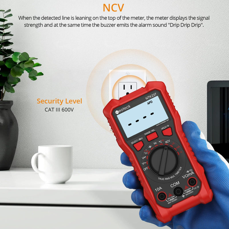 [Australia - AusPower] - Neoteck Professional Electrical Kit: Non-Contact Voltage Tester & Digital Multimeter with 12-1000V AC Detection, 2000 Counts, NCV, LED Flashlight, Continuity Test, Diode Measuring 